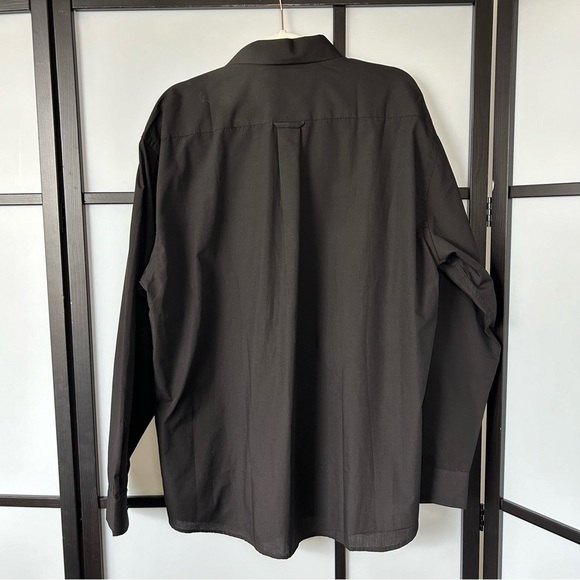 [17.5] George Men’s Classic Black Business Casual Long Sleeve Button Down Shirt - Picture 3 of 9